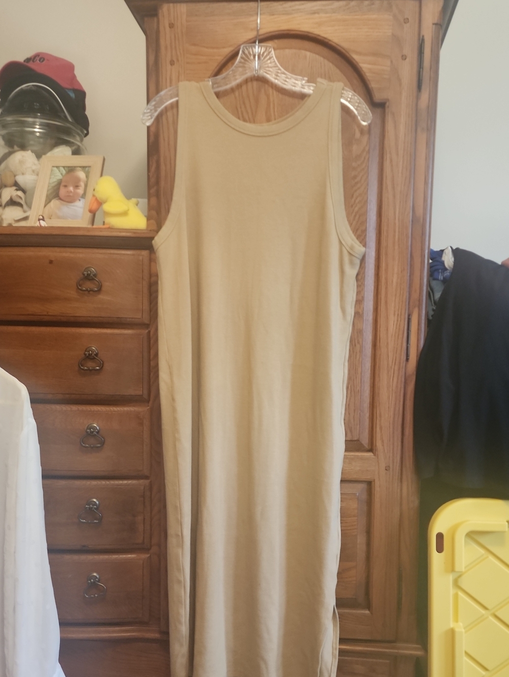 Terra & Sky Ribbed Tank Top in Light Khaki